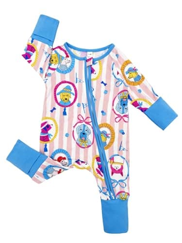 Bow Dream Bamboo Baby Boy Romper Footed Long Sleeve Footies Newborn Girl Clothes Footless with Zipper and Mitten Cuffs Car Dog 18-24M - Image 2