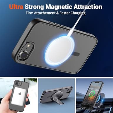 SUPFINE Magnetic for iPhone 16e Case (Compatible with MagSafe)(Military Grade Drop Protection) Slim Translucent Matte Shockproof with Anti-Fingerprint Phone Cover 2025,Black - Image 5
