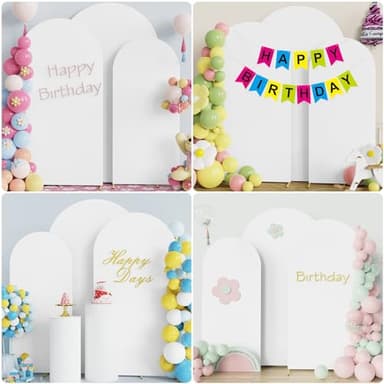 Wokceer Wedding Arch Cover (7.2FT, 6.6FT, 6FT) Set of 3 Spandex Fitted Wedding Arch Stand Covers for Round Top Chiara Arch Backdrop Stands Cover for Birthday Party Ceremony Banquet Decor White - Image 4