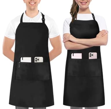 Utopia Kitchen 2 Pack Bib Apron, Adjustable with 2 Pockets, Water and Oil Resistant, Cooking Kitchen Chef Apron for Women Men - Image 1