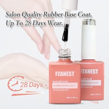 FZANEST Hema Free Rubber Base Builder Gel For Nails, Rubber Base Coat for Nail Strengthen Apex Building Extension Long Lasting Protect in A Bottle Soak Off UV LED Clear Gel Nail Polish - Image 6