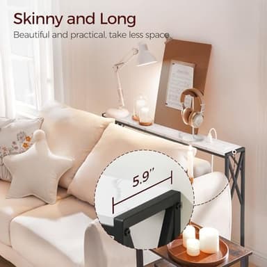 MAHANCRIS Sofa Table with Charging Station, 39.4” Narrow Entryway Console Table, Slim Hallway CouchTable, for Entrance, Foyer, Living Room, Hallway, Marble CTHM151E01 - Image 4