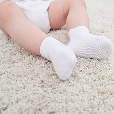 ZAPLES Baby Non Slip Grip Ankle Socks with Non Skid Soles for Infants Toddlers Kids Boys Girls, White, 12-36 Months - Image 8
