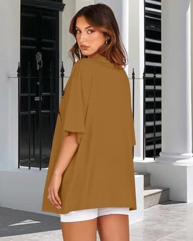 Womens Oversized Tshirt Graphic Tees Crew Neck Summer Short Sleeve Loose Fit Tops(Brown Butterfly, XXL) - Image 5