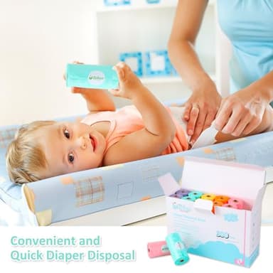 Diaper Bags Disposable for Baby, 20 Refill Rolls/300 Bags Waste Bags with Dispenser, Convenient and Quick Diaper Disposal, Rainbow - Image 6