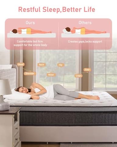 LegacyAmerhome Mattress Queen Size, 12 inch Hybrid Queen Mattresses in a Box, with Gel Memory Foam, Pocket Springs for Motion Isolation, Medium Firm Matress, CertiPUR-US, 100-Night Trial, 60"x80"x11" - Image 4