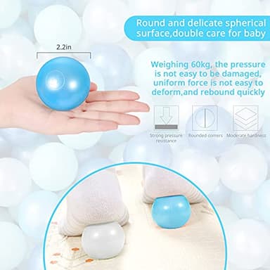 STARBOLO Ball Pit Balls Play Balls -100PCS Pearl 4 Blue Colors Ocean Balls BPA&Phthalate Free Non-Toxic Crush Proof Soft Plastic Ball Pit for Toddlers 1-3 Kids Birthday Pool Tent Party - Image 2