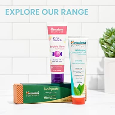 Himalaya Botanique Complete Care Toothpaste, Herbal, Mint Flavor, Fights Plaque, Freshens Breath, Fluoride Free, No Artificial Flavors, SLS Free, Cruelty Free, Foaming, 5.29 Oz, 4 Pack - Image 5