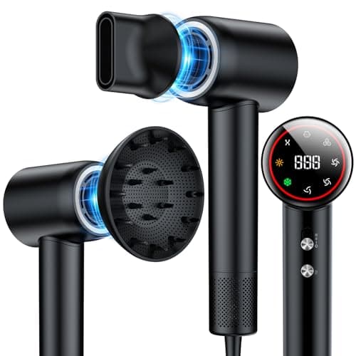 Hair Dryer,160000 RPM Brushless Motor Blow Dryer, 200 Million Negative Ionic, Low Noise Thermo-Control Professional Hair Dryer with Diffuser and Nozzle,Portable Hair Blow Dryer for Home Travel - Image 1