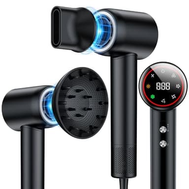 Hair Dryer,160000 RPM Brushless Motor Blow Dryer, 200 Million Negative Ionic, Low Noise Thermo-Control Professional Hair Dryer with Diffuser and Nozzle,Portable Hair Blow Dryer for Home Travel - Image 1