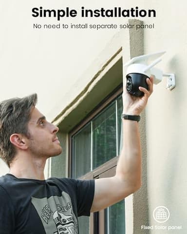 AOSU Solar Camera Outdoor Wireless - 100% Wire-Free Outdoor Security Camera Wireless with Fixed Solar Panel,360° Panoramic View, Human Auto Tracking, 2K Color Night Vision - Image 2