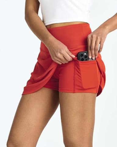 Real Essentials 4 Pack: Women's Ribbed Active Skort Pockets Skirt Running Tennis Golf Workout Sports (Available in Plus) - Image 3