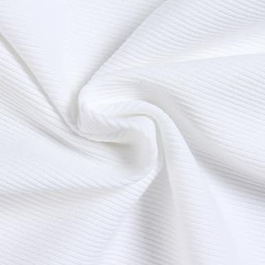 Roselux Women's Summer Scoop Neck Short Sleeve T-Shirts Ribbed Knit Slim Fitted Casual Basic Top White M - Image 4