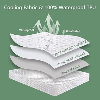 Premium Waterproof Mattress Protector California King Size, Breathable Bed Cover 3D Air Fabric Cooling Mattress Pad Cover Smooth Soft Noiseless Washable, 8''-21'' Deep Pocket (White) - Image 6