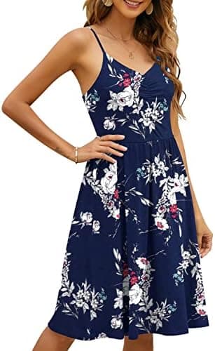 YATHON Casual Dresses for Women Sleeveless Cotton Summer Beach Dress A Line Spaghetti Strap Sundresses with Pockets - Image 6