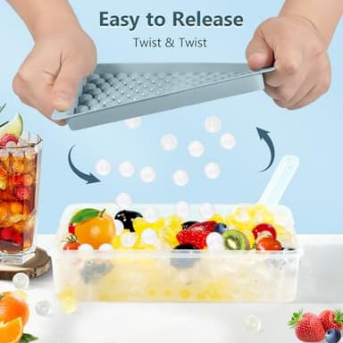 WIBIMEN Mini Ice Cube Trays, Small Tiny Round Pebble Crushed Nugget Ice Trays for Freezer with Lid - Chilling Drinks Coffee Juice(2 Pack/0.55In - Blue) - Image 2