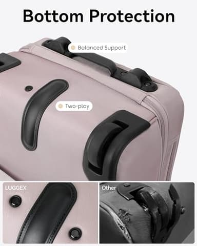 LUGGEX Underseat Carry On Luggage with Wheels, Stylish Lightweight Under Seat Luggage, Soft Sided Personal Item Suitcase for Short Trip (Grey Pink, 16 Inch) - Image 8