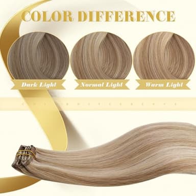 Ve Sunny Clip in Hair Extensions Real Human Hair Highlights Human Hair Clip in Extensions Dark Ash Blonde Highlights Light Blonde Real Hair Extensions Clip in Human Hair Comfortable 7pcs 20inch 120g - Image 4