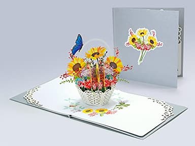 CUTPOPUP Birthday Card Pop Up, Mother's Day, 3D Flower Greeting, Birthday Card for Women, Wife, Grandma (Sunflowers Basket) - Image 8