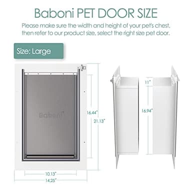 Baboni 3-Flap Pet Door for Wall, Steel Frame and Telescoping Tunnel, Aluminum Lock, Double Flap Dog Door and Cat Door, Strong and Durable (Pets Up to 100 Lb) -Large - Image 5