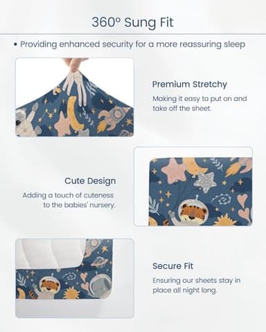 Premium Fitted Baby Boy Crib Sheets for Standard Crib Mattress - Ultra-Soft Jersey Knit Crib Mattress Sheet, Safe and Snug, Durable, Stylish Crib Sheet, 28''x52''x9'' Extra Deep Pocket - Image 7