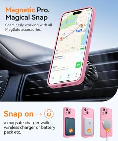 CANSHN Magnetic for iPhone 15 Case, Upgraded [Full Camera Protection] [Compatible with Magsafe] [Translucent Matte] Shockproof Protective Phone Case for iPhone 15 6.1" - Pink - Image 4