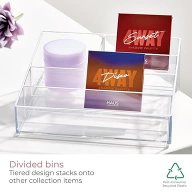 iDesign The Sarah Tanno Collection Plastic Cosmetics and Nail Polish Organizer, 5- Compartment, Clear - Image 3