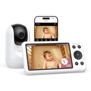 Momcozy Smart WiFi Baby Monitor with Camera and Audio, 5" 1080P Screen with Wall Mount, Motion & Cry Detection, Safe Fence, Clear Night Vision, 5000mAh Battery, 2-Way Talk, Photo & Video Recording - Image 1