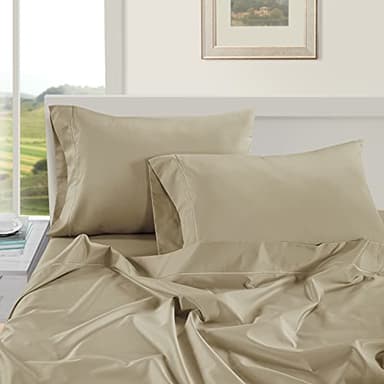 LANE LINEN 100% Egyptian Cotton Bed Sheets Queen Size, Long Staple Soft & Comfy Sateen Weave No Pill Fade Resistant Queen Size Bedding Set, Machine wash 16'' Deep Pocket Queen Sheets- Linen - Image 3