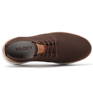 VILOCY Men's Fashion Dress Sneakers Casual Walking Shoes Business Oxfords Comfortable Breathable Lightweight Tennis Zapatos para Hombre Brown,US10 EU43 - Image 4