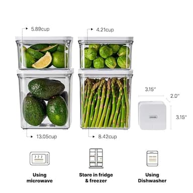 VAKUEN Premium Airtight Food Storage Containers & Vacuum Sealer Machine Starter Set, 4-piece Container with Sealer, 100% Leak Proof,Keep food fresh up to 5 times longer than non-vacuum strorage. - Image 2