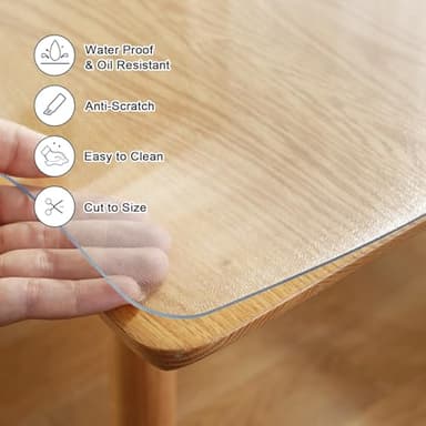 LovePads Frosted Table Cover Protector 40 x 72 Inch, 1.5mm Thick Plastic Table Cover, Table Protector for Dining Room Table, Waterproof Vinyl Tablecloth Table Pad Mat for Kitchen, Writing Desk - Image 3