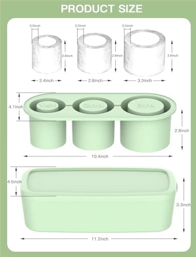 Ice Cube Tray for Tumbler Cup 30Oz-40Oz, 3 Pcs Silicone Cylinder Ice Mold with Lid and Bin for Freezer, Easy Fill and Release Ice Maker for Whiskey, Cocktail BPA-Free - Image 2