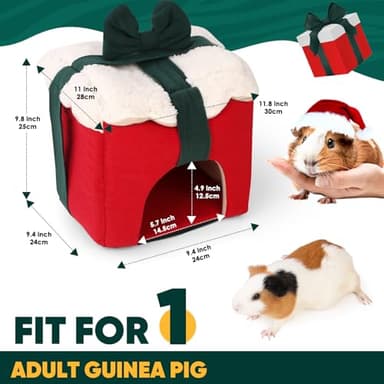 ONEJU Guinea Pig Hideout - Guinea Pig Bed, Gift Style Small Pet Hides, Ideal Bed for Small Pets, Gift Shape, Red - Image 6