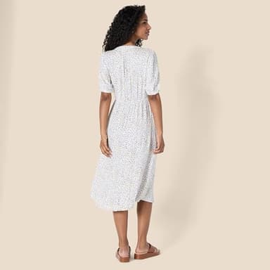 Amazon Essentials Women's Relaxed Fit Half-Sleeve Waisted Midi A-Line Dress, Off-White Confetti Print, XX-Large - Image 3