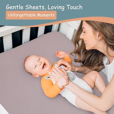 Little Peaches Baby Girl Crib Sheets – 2 Pack Fitted Bedding Essentials, Super Soft Stretch Knit for Crib & Portable Mattress – Butterfly & Lilac - Image 7