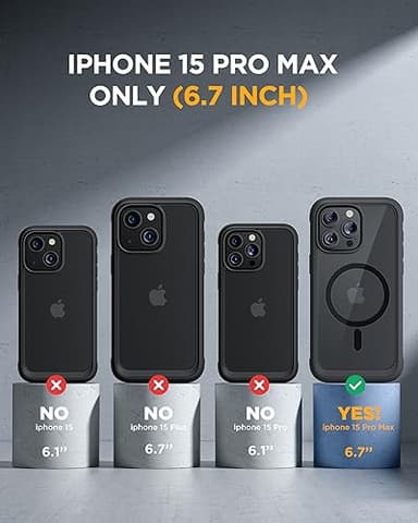 Miracase Magnetic for iPhone 15 Pro Max Case 6.7'' [Compatible with Magsafe] Full-Body Drop Proof Bumper Phone Case for iPhone 15 Pro Max with Built-in 9H Tempered Glass Screen Protector,Black - Image 6