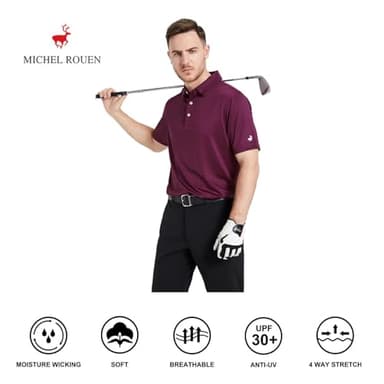 Golf Shirts for Men Dry Fit Moisture Wicking Casual Sport Short Sleeve Mens Golf Polo Shirts - Image 5