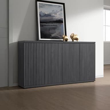 SICOTAS Buffet Cabinet with Storage Accent Sideboard Modern Credenza with Doors & Shelves Fluted Media Console Mid Century Coffee Bar Table for Living Room Kitchen Dining Room Hallway(3PCS) - Image 7