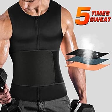 Cimkiz Men's Waist Trainer Sauna Suit Shirt, Gym & Exercise Compression Vest, Sweat-Boosting Workout Top - Image 4