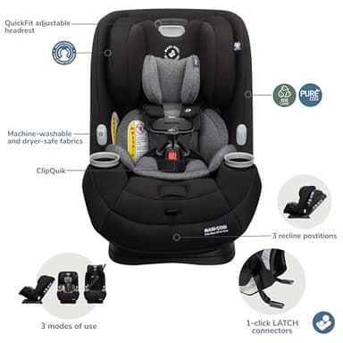 Maxi-Cosi Pria Max All-in-One Convertible Car Seat, Rear Facing Car Seat (4-40 lbs), Forward Facing Car Seat (22-65 lbs), High Back Booster Seat (40-100 lbs), Pure COSI, Essential Black - Image 8