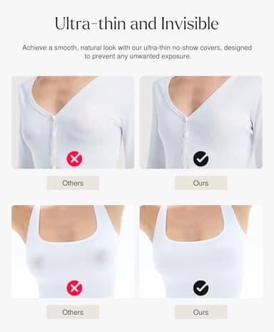 Popilush Nipple Covers for Women - Sticky Bra - Reusable Silicone Nipple Pasties Waterproof with Travel Case Crème Large (Fits DD-H Cups) - Image 2