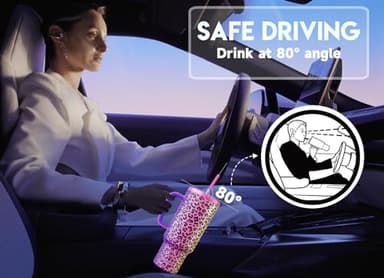 Meoky 40 oz Tumbler with Handle and Straw, Tumbler with Lid and Straw, Insulated Stainless Steel Travel Mug, 100% Leak-proof, Keeps Cold for 34 Hours or Hot for 10 Hours (Celebration) - Image 4