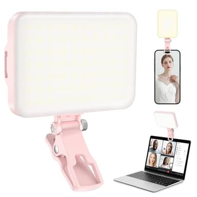 ALTSON 60 LED Portable Selfie Light Video Conference Lighting with Clip & Camera Tripod Adapter Rechargeable 2200mAh CRI 97+, 9 Light Modes for Phone iPhone Webcam Laptop Photo Makeup - Image 1