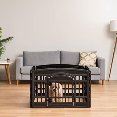 IRIS USA 24" 4-Panel Dog Playpen with Door, 35 x 35 x 24, Puppy Playpen, Dog Play Pen Indoors, Pet Fence, Puppies/Small Dogs, Black - Image 10