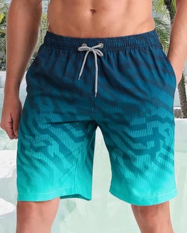 APTRO Men's Swim Trunks 9" Quick Dry Bathing Suit Big & Tall Beach Swimsuits #063 Green M - Image 2
