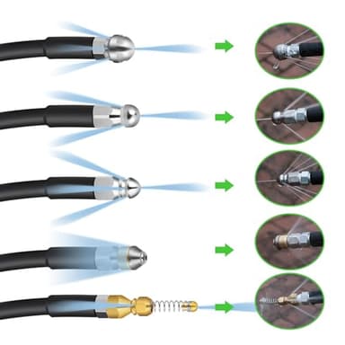 Sewer Jetter Kit for Pressure Washer 100 FT, 5800 PSI Pressure Drain Cleaner Hose for 1/4 Inch NPT Corner, Pressure Washer Cleaning Kit with 5 Pcs Sewer Jetting Nozzle, Pearl Corsage Pin (Black) - Image 6