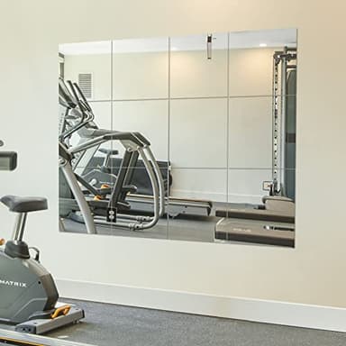 Ruomeng Home Gym Mirrors 12 Inch x 12Pcs Wall Mounted Mirror Glass Frameless Full Length Mirror Tiles for Home Gym, Bedroom, Door & Bathroom - Image 1