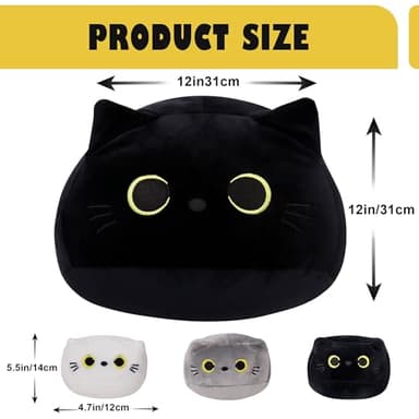 WeBingo 4PCs Black Cat Plush Toy 16'' Black Cat Pillow with 3 Babies, 3D Black Cat Plushies Pillow Baby Cute Plush Toys Shape Cat Design Sofa Fat Pillow Gifts for Boys Girls - Image 2