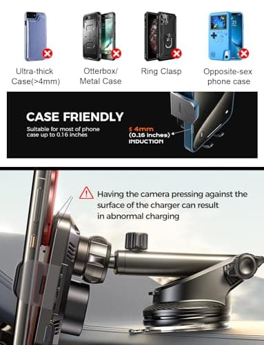 CHGeek Wireless Car Charger with Phone Holder Mount, 15W Fast Charging Auto Clamping Phone Holders for You Car Windshield Dashboard Air Vent Accessories for iPhone, Samsung Galaxy, Google, etc - Image 9